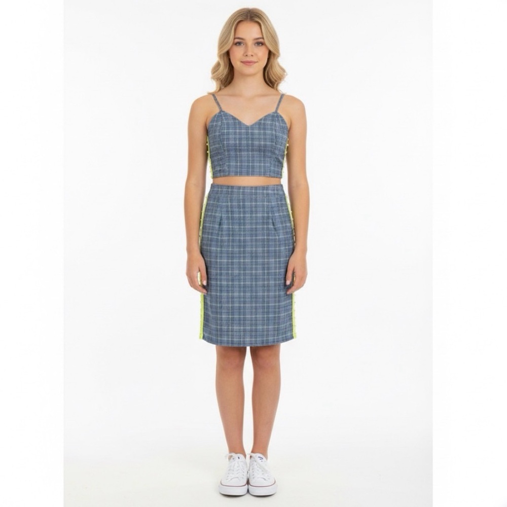 Plaid Highwaisted Pencil Skirt & Crop Top Set